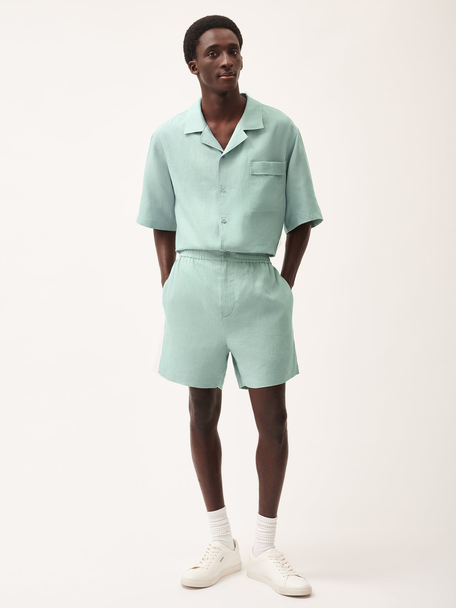 DNA_Linen_Mid_Length_Shorts_Eucalyptus_Blue_Male-1