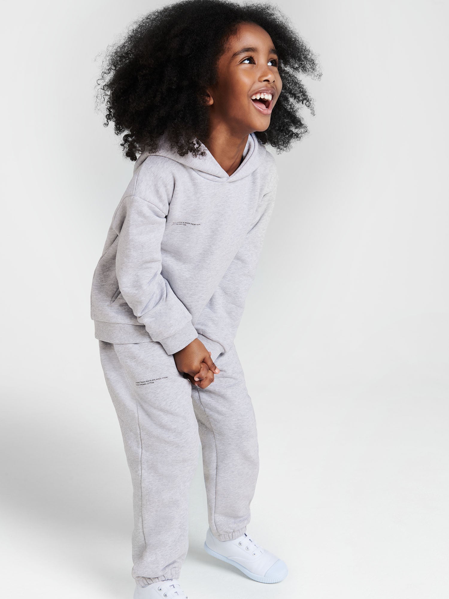 Kids Organic Cotton Hoodie Pale Grey Melange Model