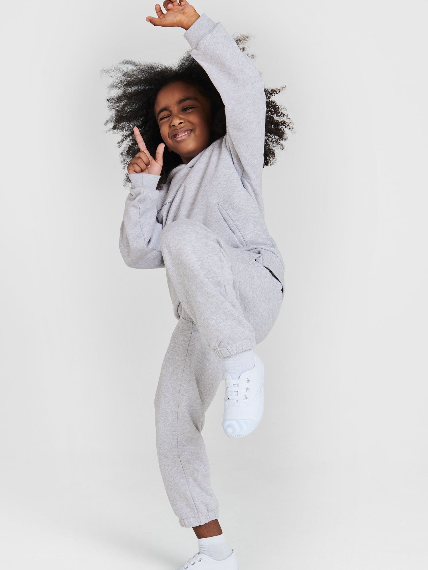 Kids Organic Cotton Hoodie Pale Grey Melange Model