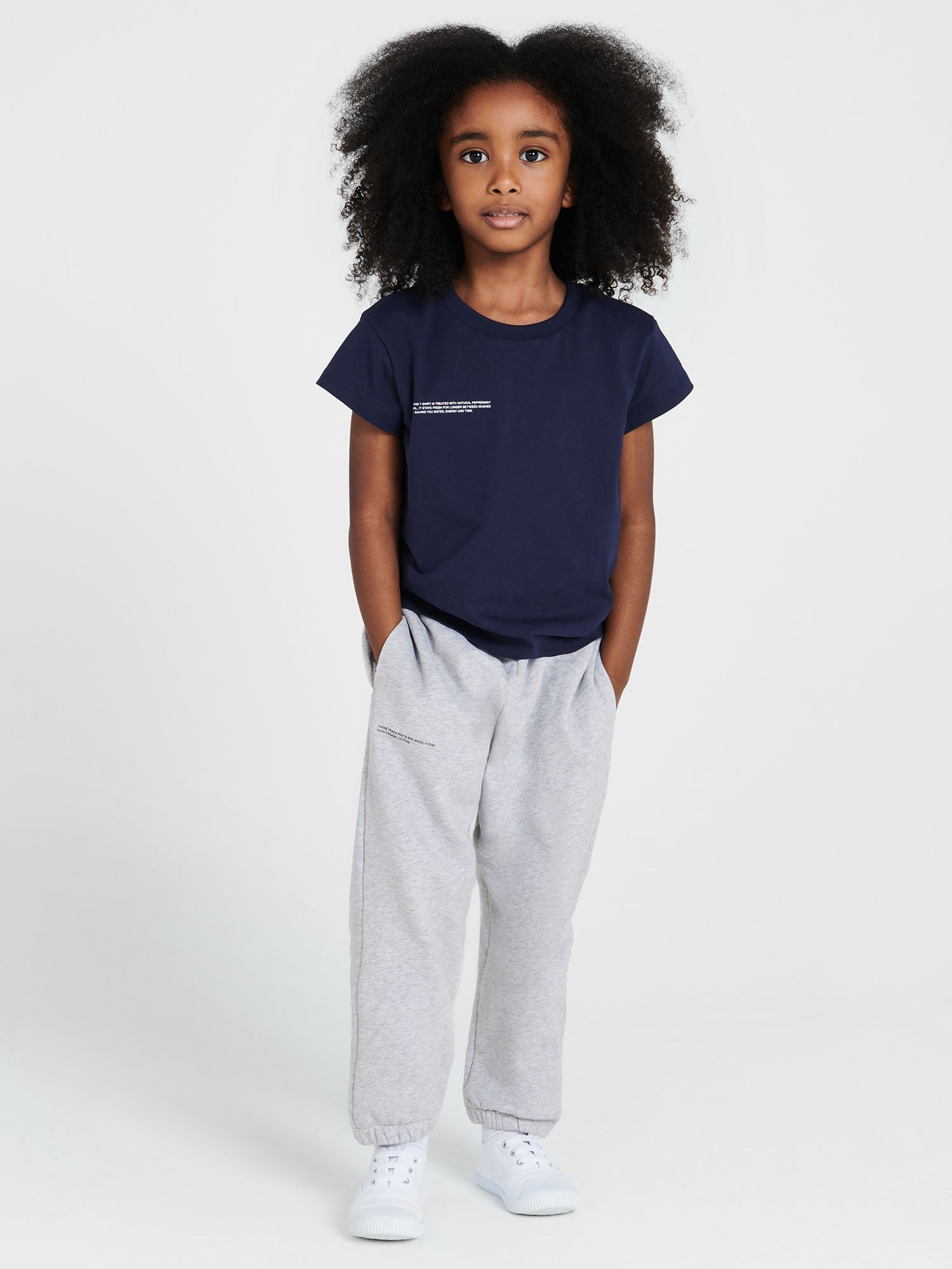 Kids Organic Cotton Trackpants Pale Grey Melange Model