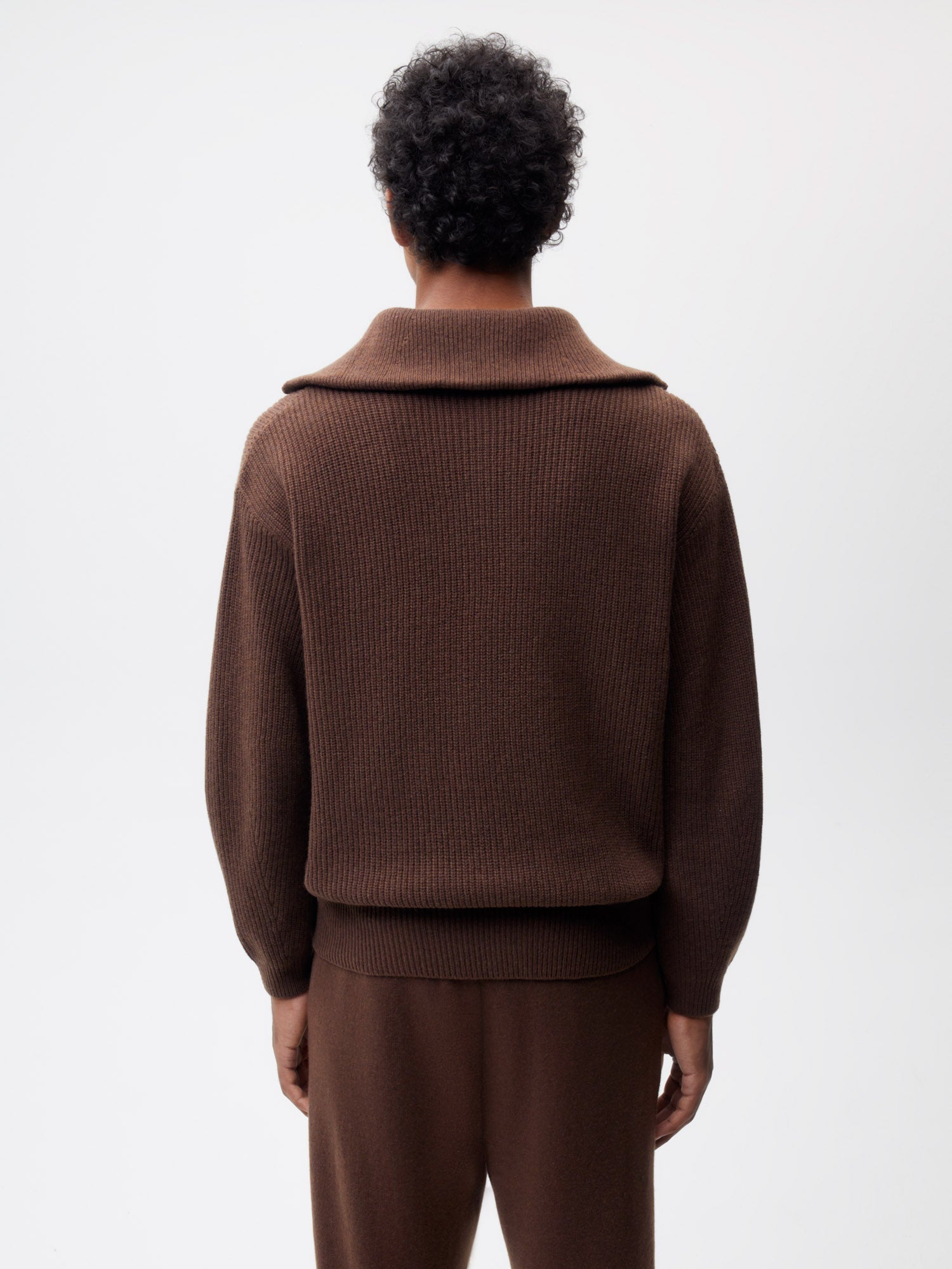 Recycled Cashmere Half Zip‚Äîchestnut brown male