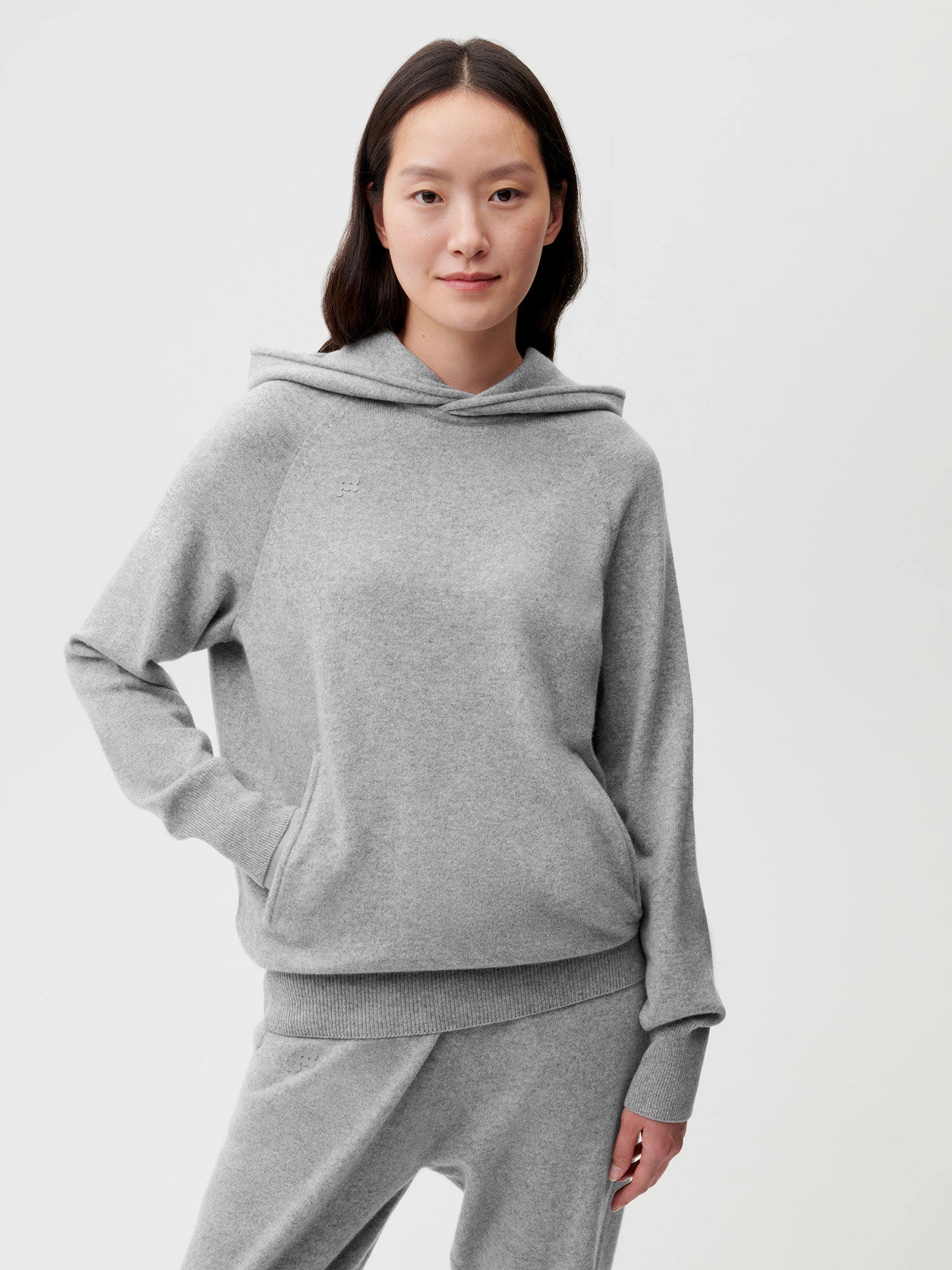 Cashmere Hoodie Pale Grey Melange Female