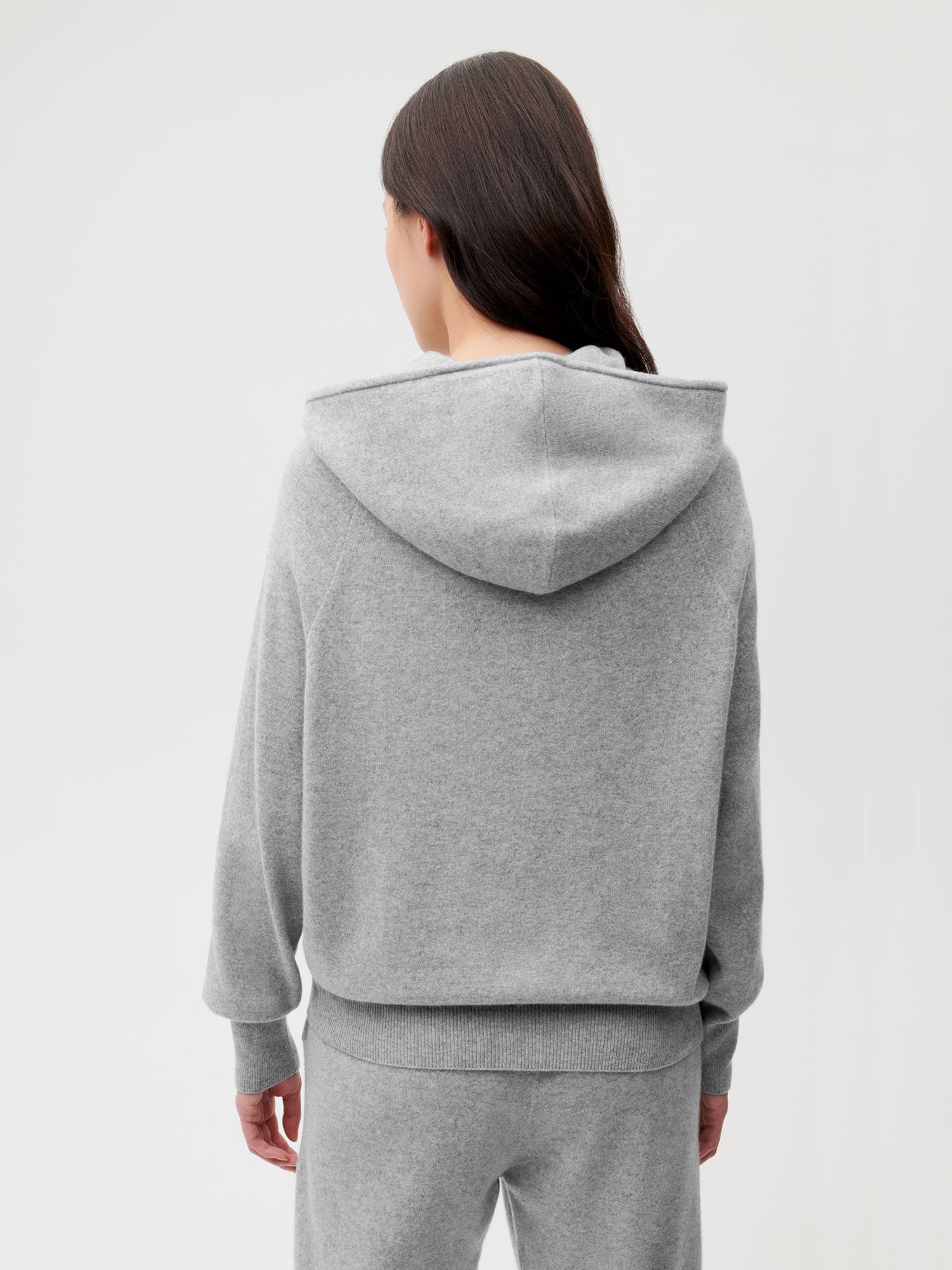 Cashmere Hoodie Pale Grey Melange Female