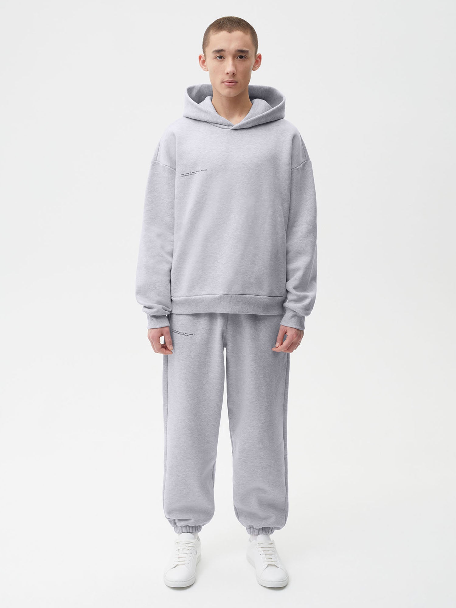 Heavyweight Recycled Cotton Track Pants Grey Marl Male Model