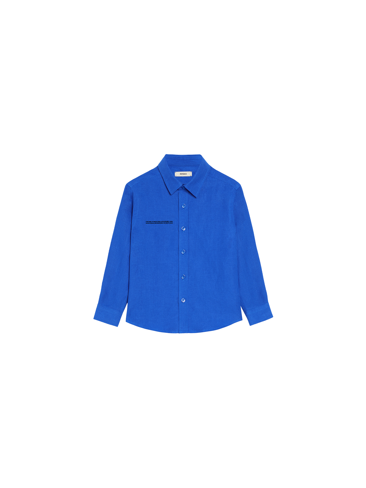 Kids Aloe Linen Long Sleeve Shirt—cobalt blue-packshot-3
