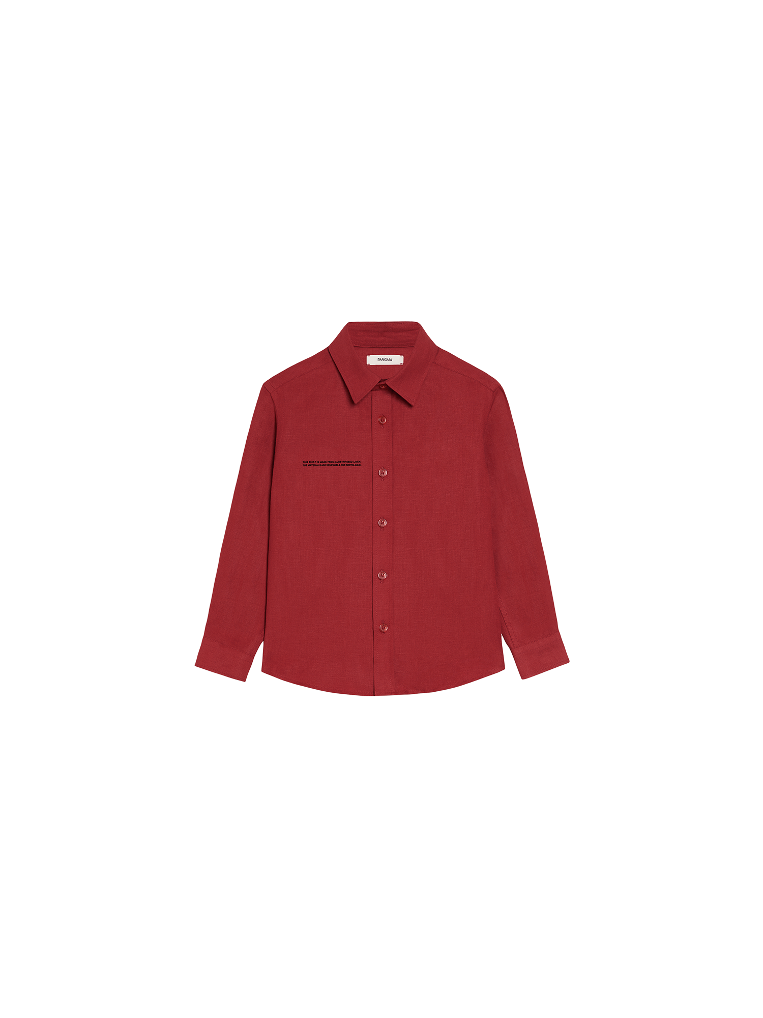 Kids Aloe Linen Long Sleeve Shirt—cranberry red-packshot-3