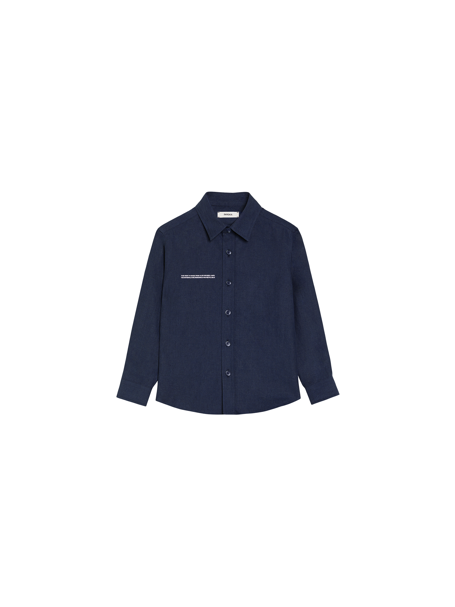Kids Aloe Linen Long Sleeve Shirt—navy blue-packshot-3