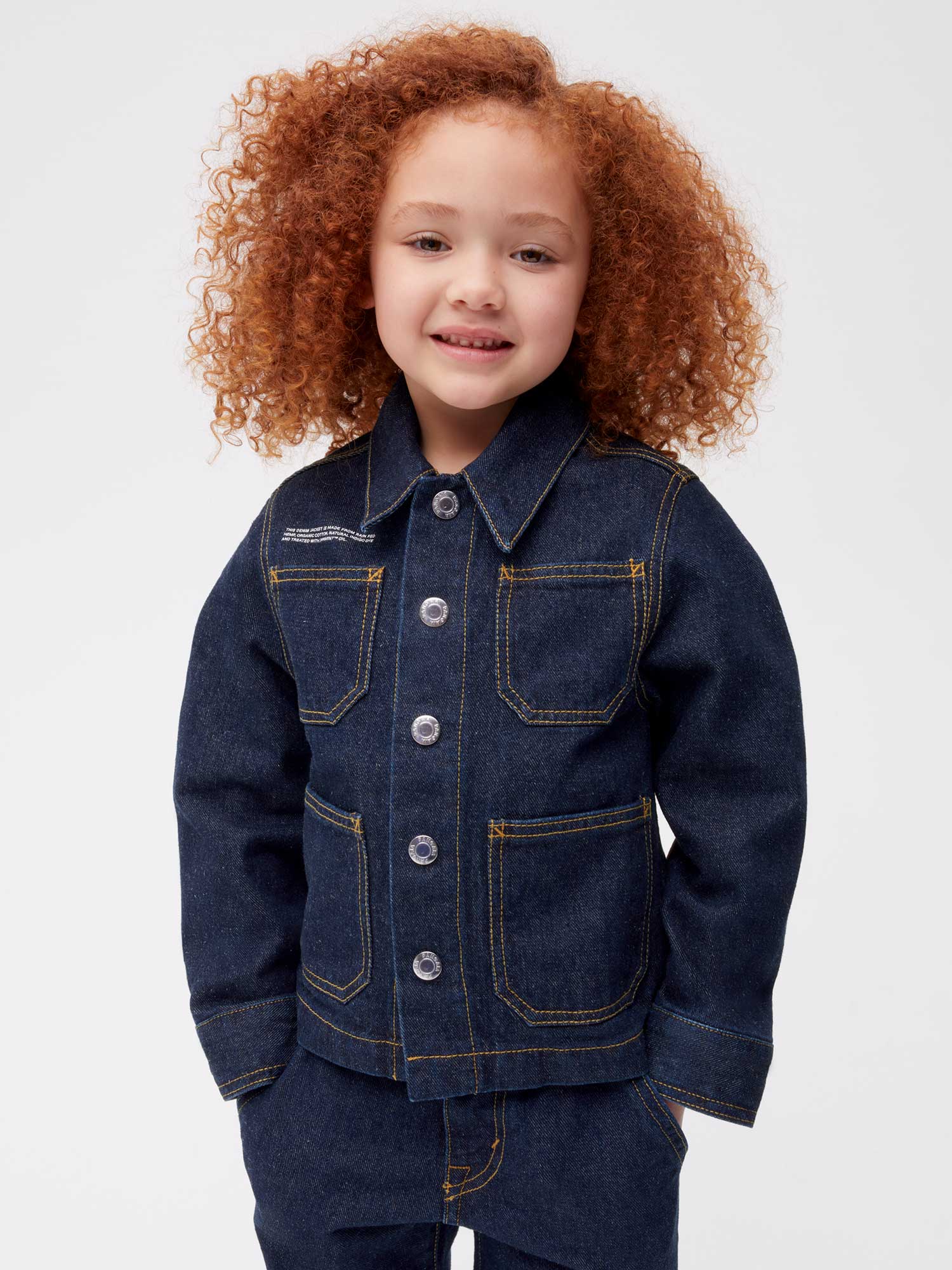 Kids Hemp Denim Jacket Dark Indigo Wash