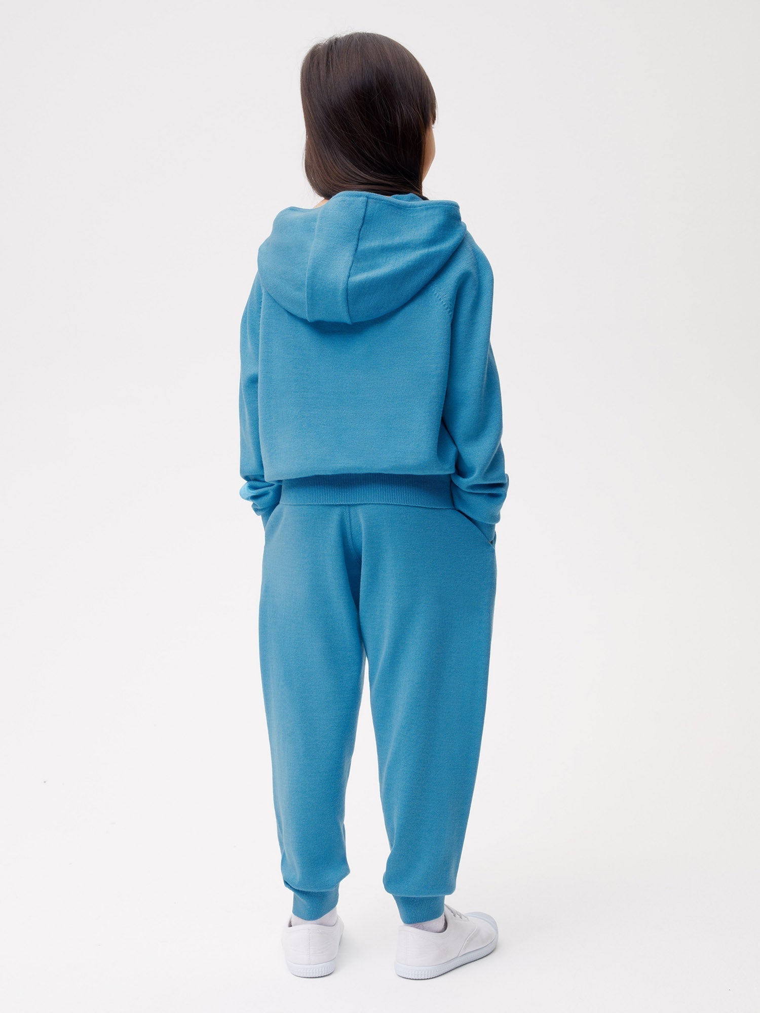 Kids Merino Hoodie Blue Teal