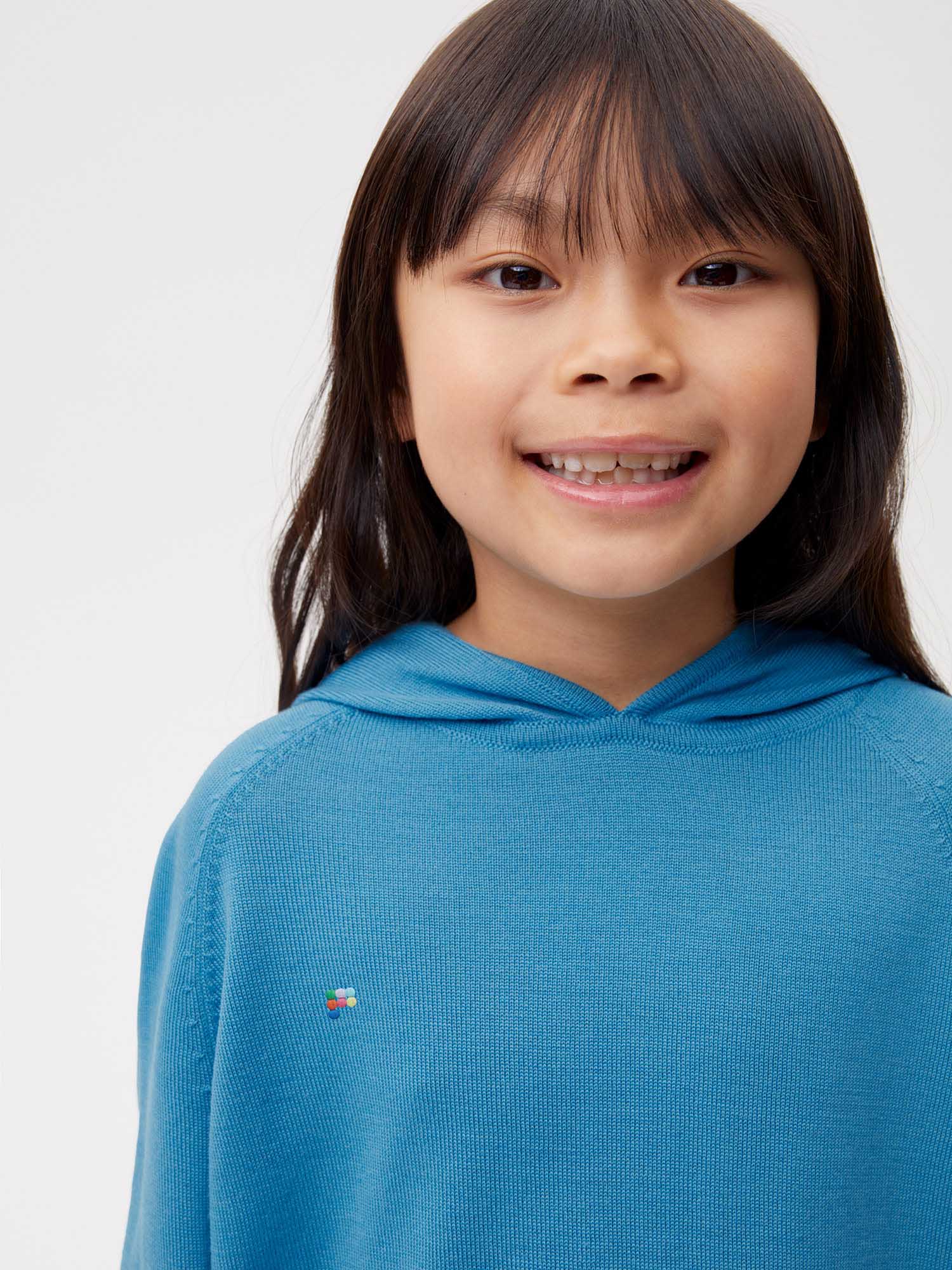 Kids Merino Hoodie Blue Teal