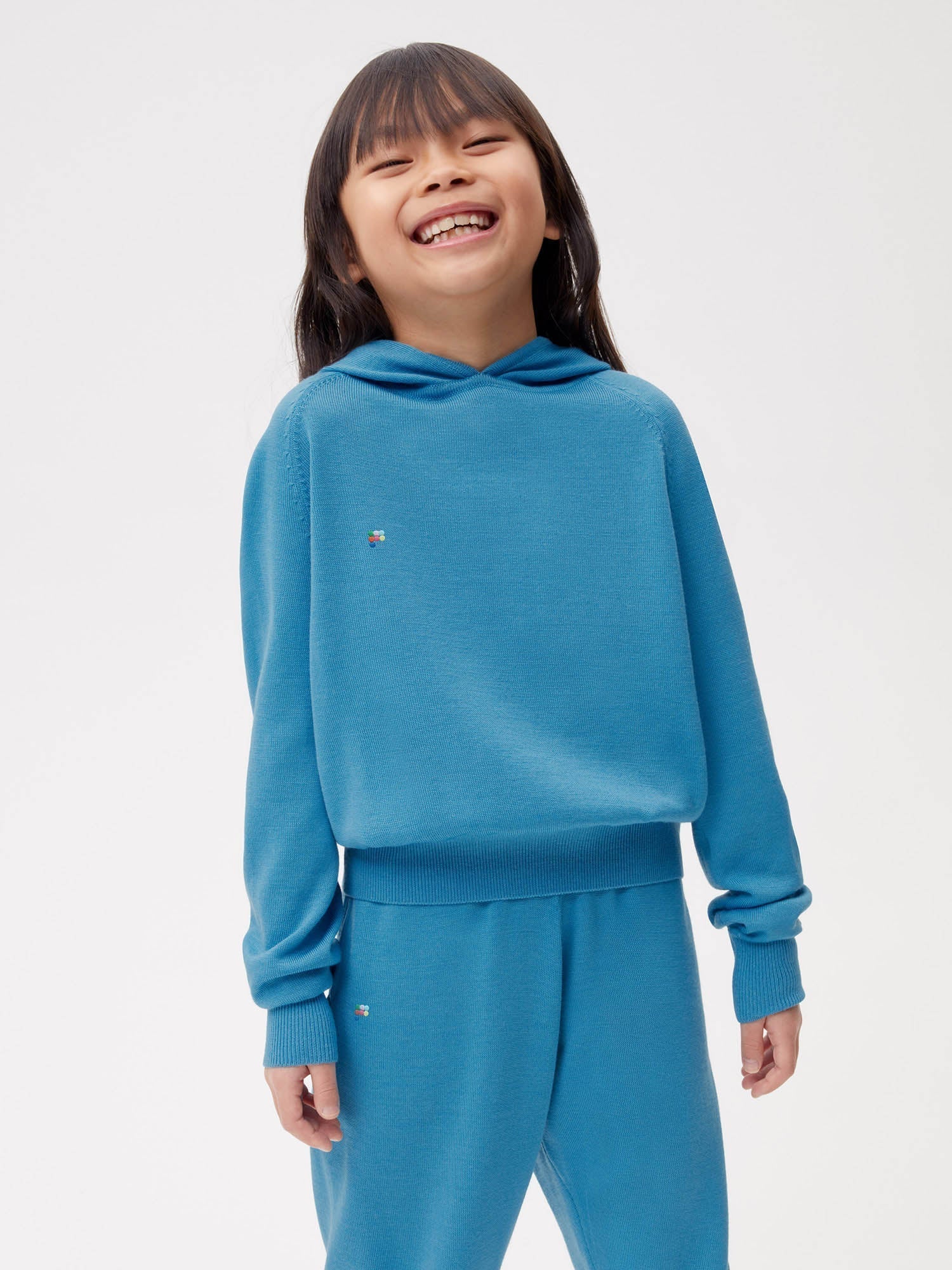 Kids Merino Hoodie Blue Teal