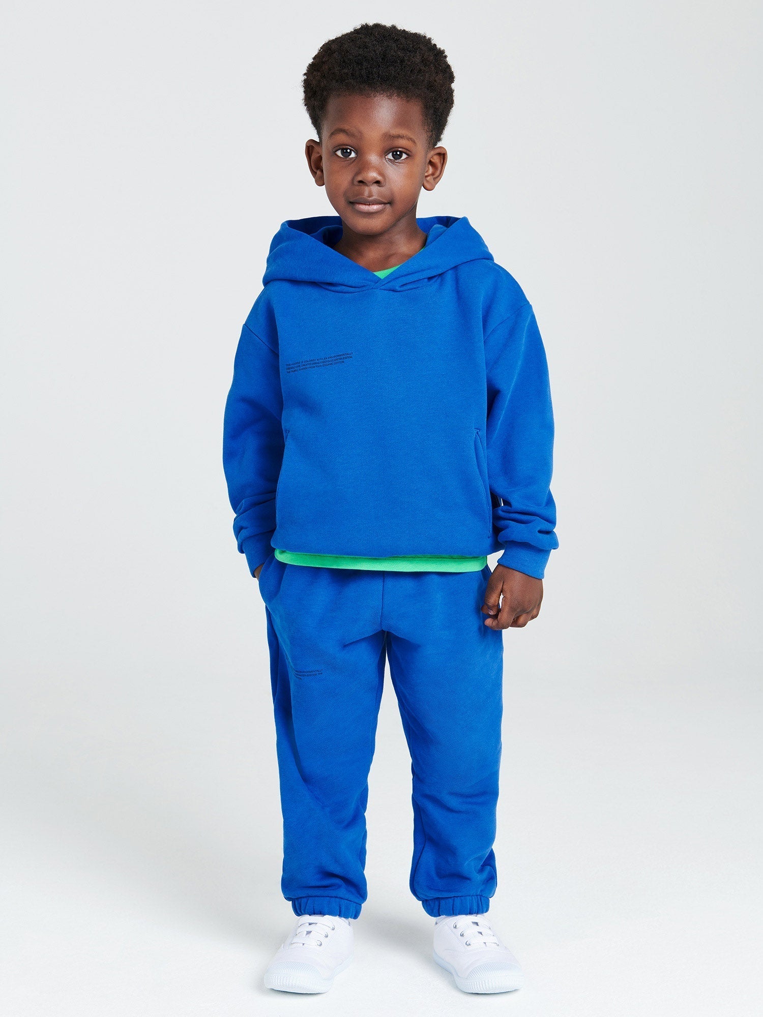 Kids Organic Cotton Hoodie Cobolt Blue Model