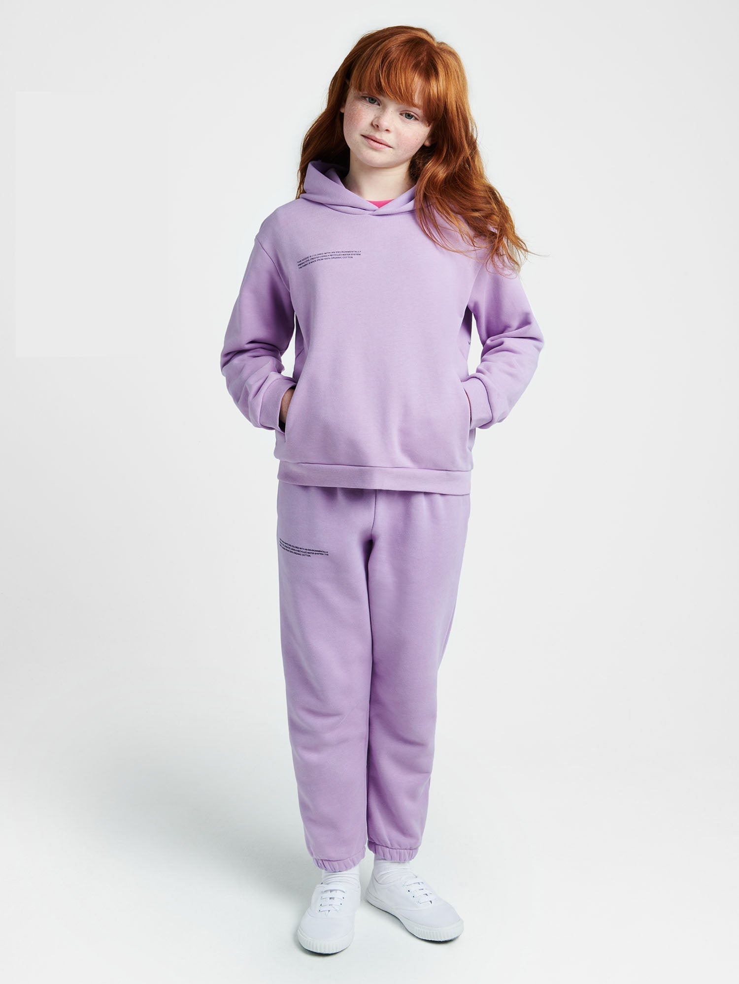 Kids Organic Cotton Hoodie Orchid Purple Model