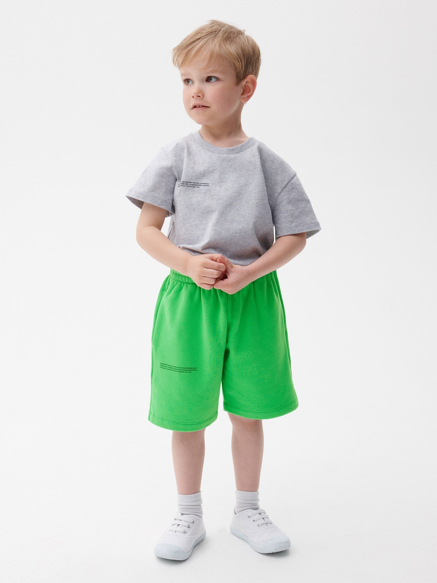 Kids Organic Cotton Long Shorts Jade Green