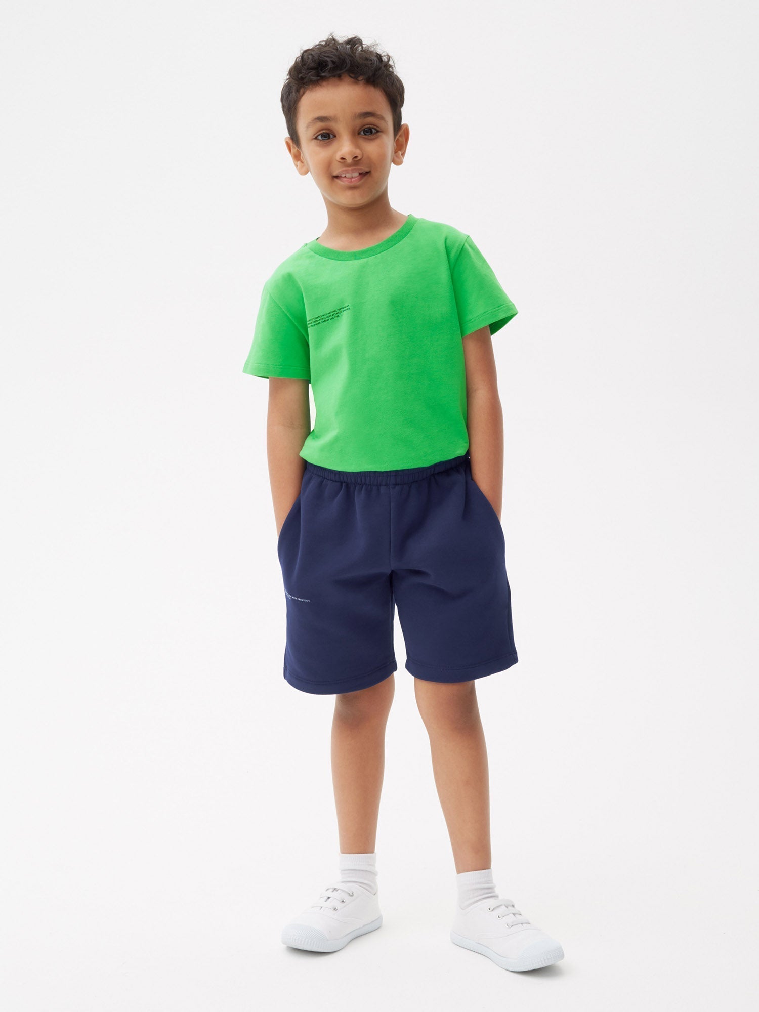 Kids Organic Cotton Long Shorts Navy Blue