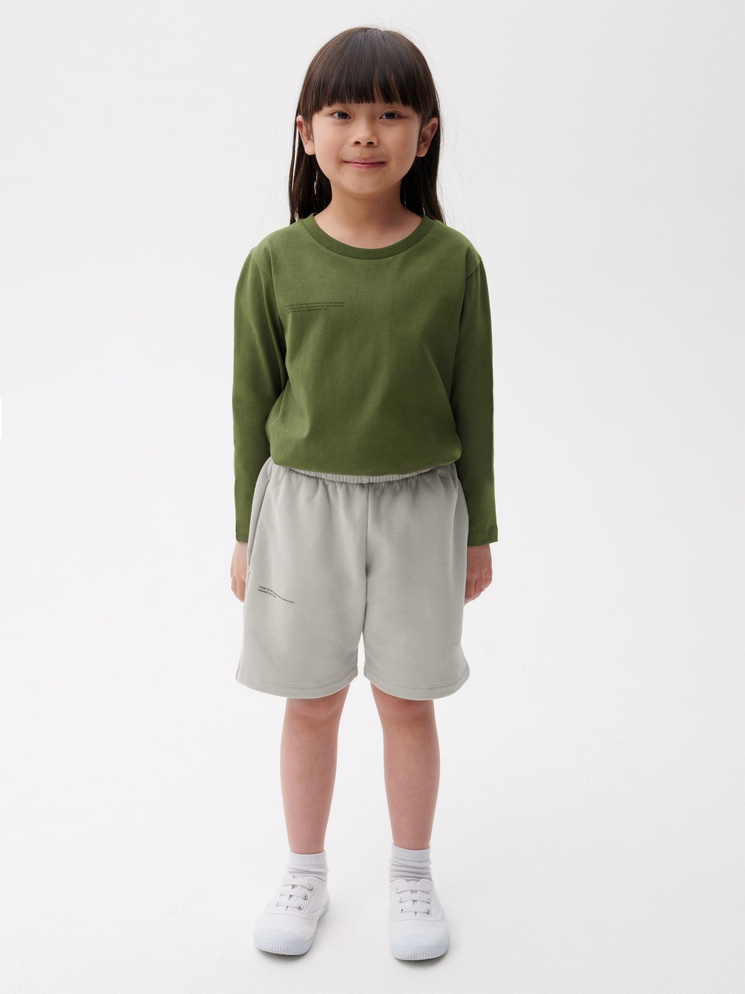 Kids Organic Cotton Long Shorts Stone