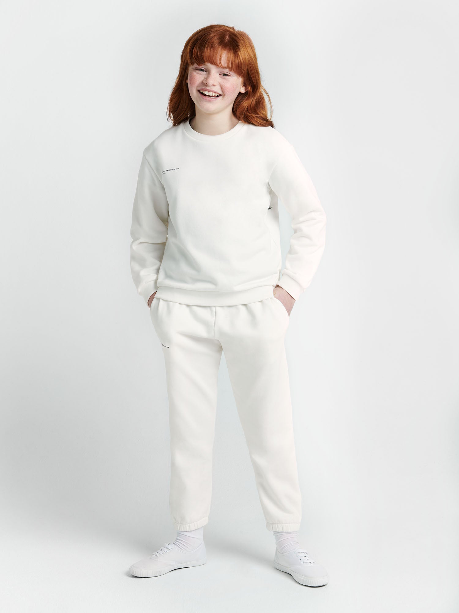 Kids Organic Cotton Sweatshirt Off White Model