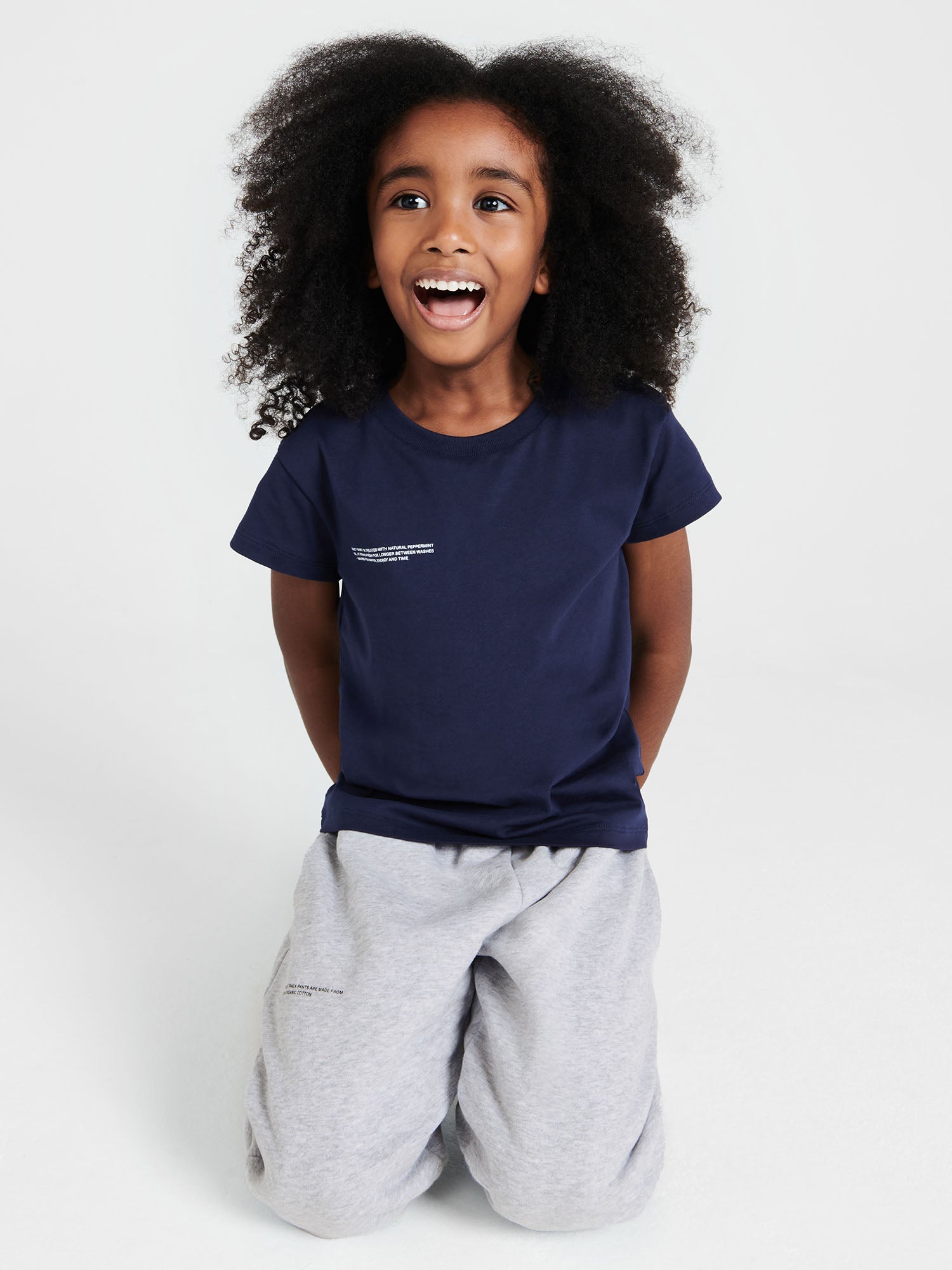 Kids Organic Cotton T Shirt Navy Model jpg