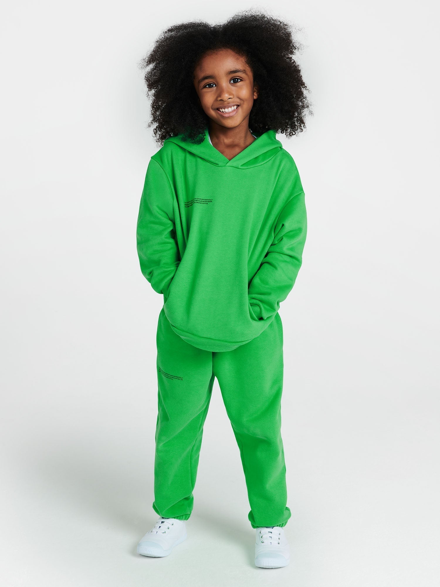 Kids Organic Cotton Trackpants Jade Green Model
