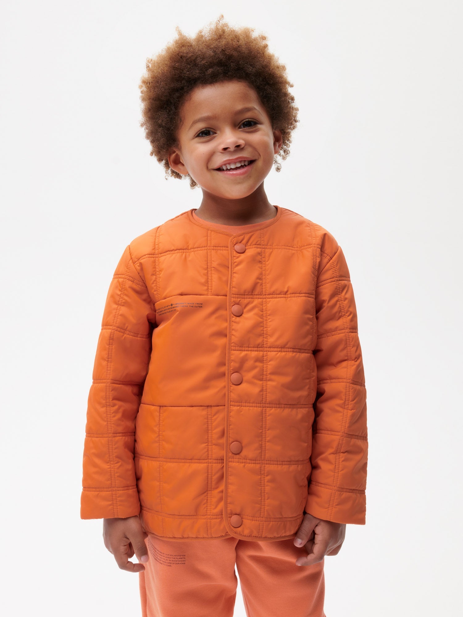 Kids-Recycled-Nylon-NW-FLWRDWN-Quilted-Collarless-Jacket-Cinnamon-Orange-3