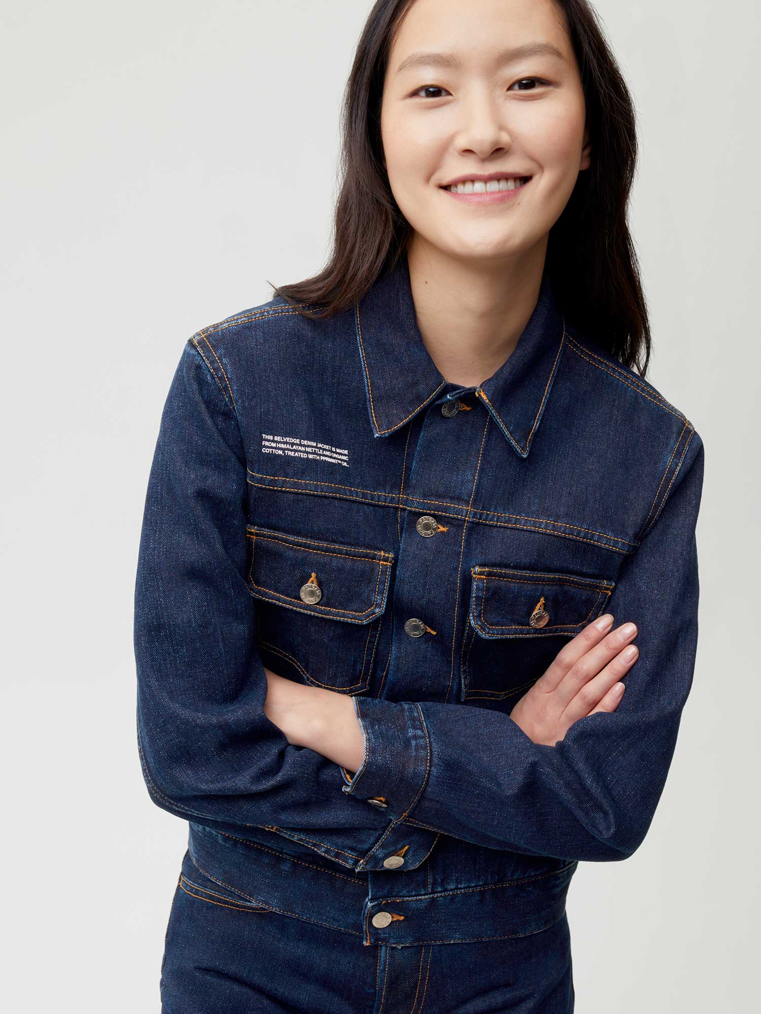 Nettle Denim Jacket Rinse Wash Female W5