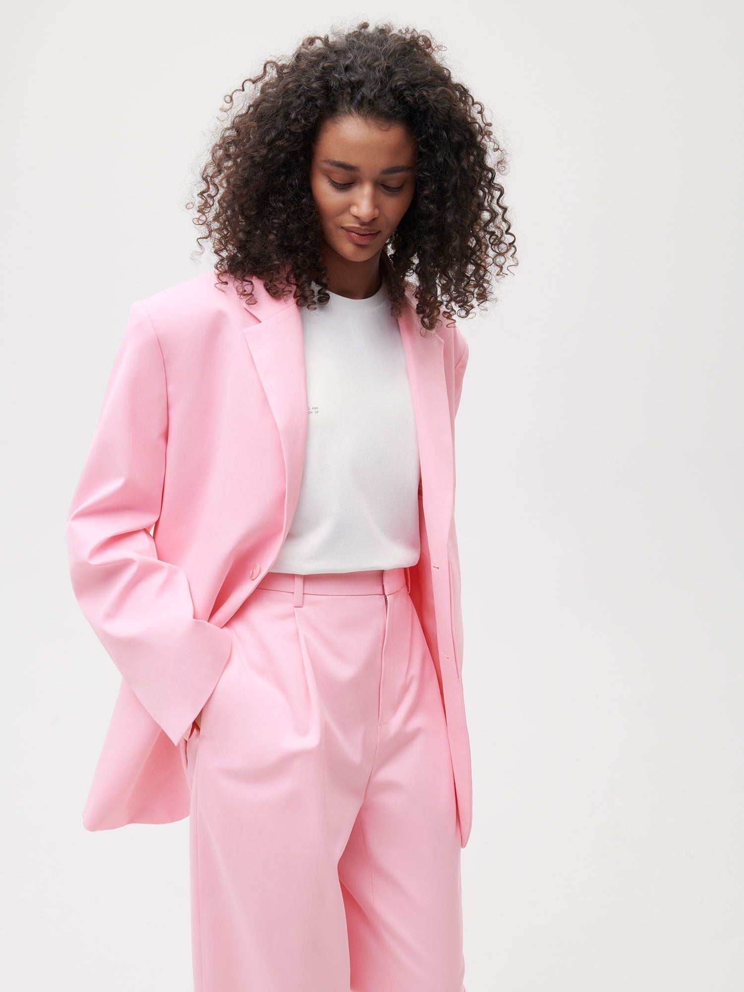 Organic Cotton Oversized Tailored Jacket Sakura Pink Female