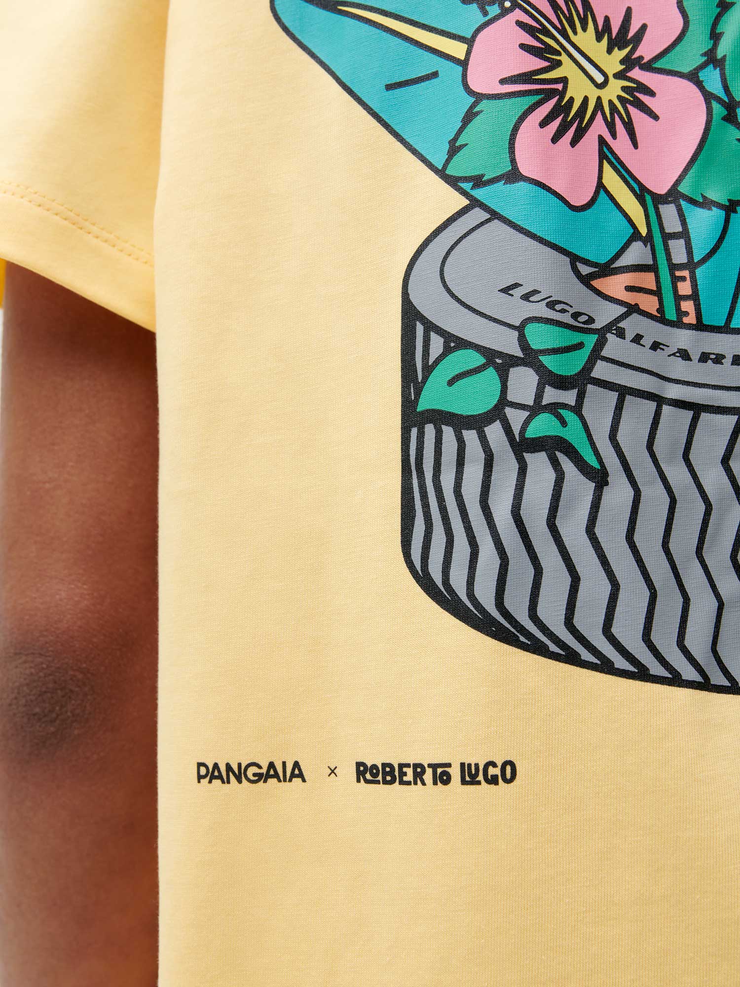 Pangaia-Roberto-Lugo-T-Shirt-Tyre-Planter-Graphic-Buttercup-Yellow-Female-2