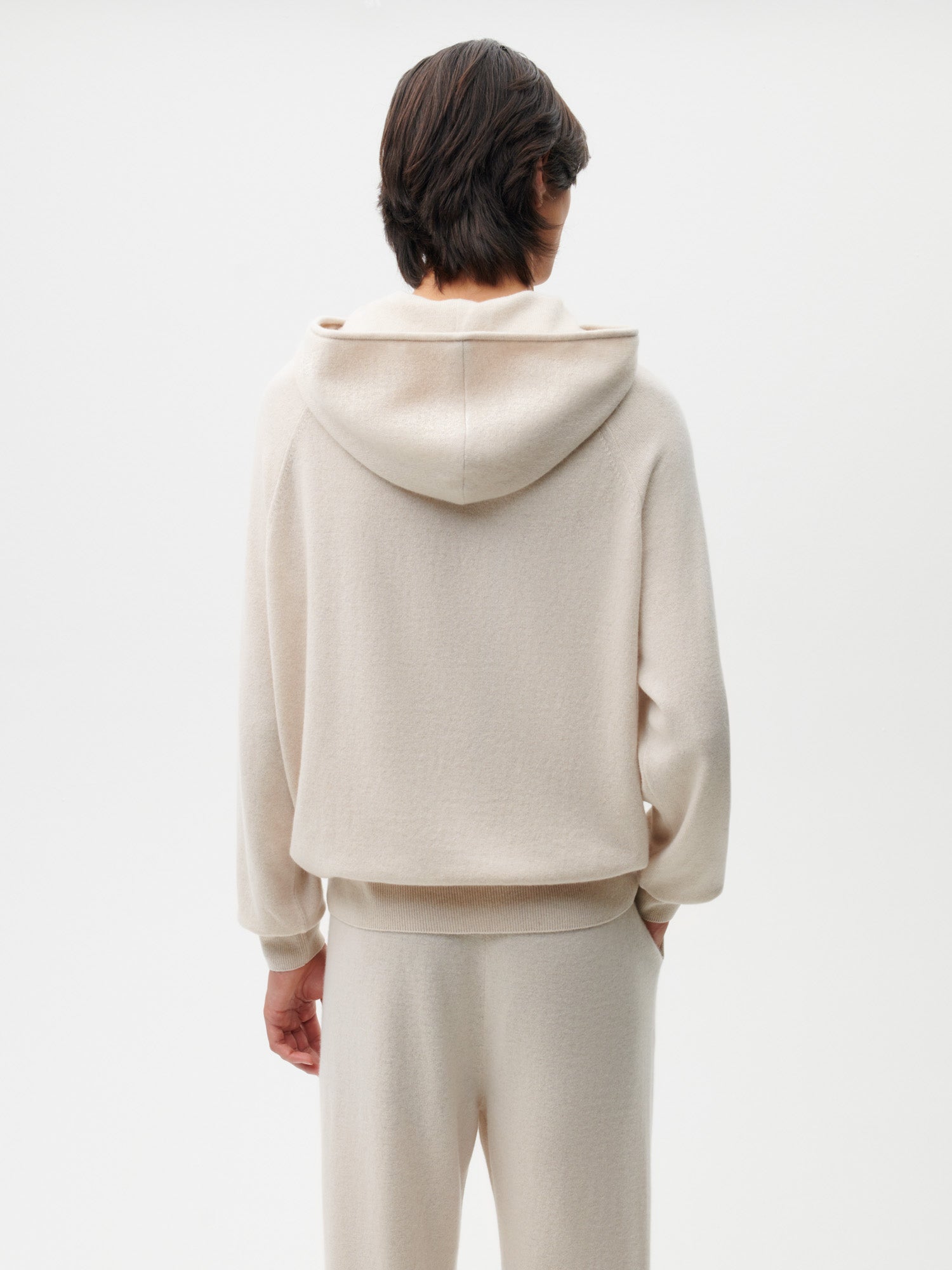 Recycled Cashmere Hoodie—oatmeal male