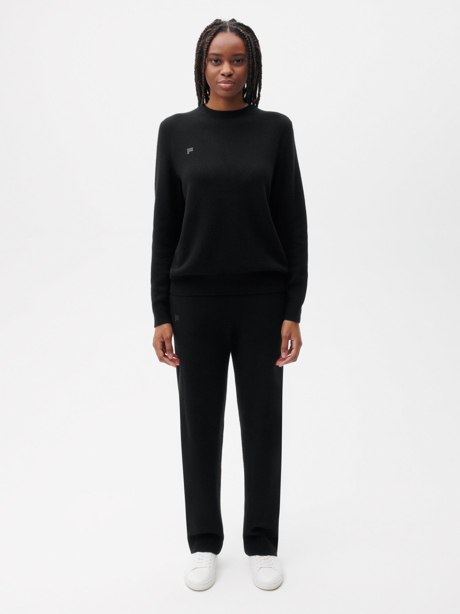 Recycled Cashmere Loose Track Pants—black female