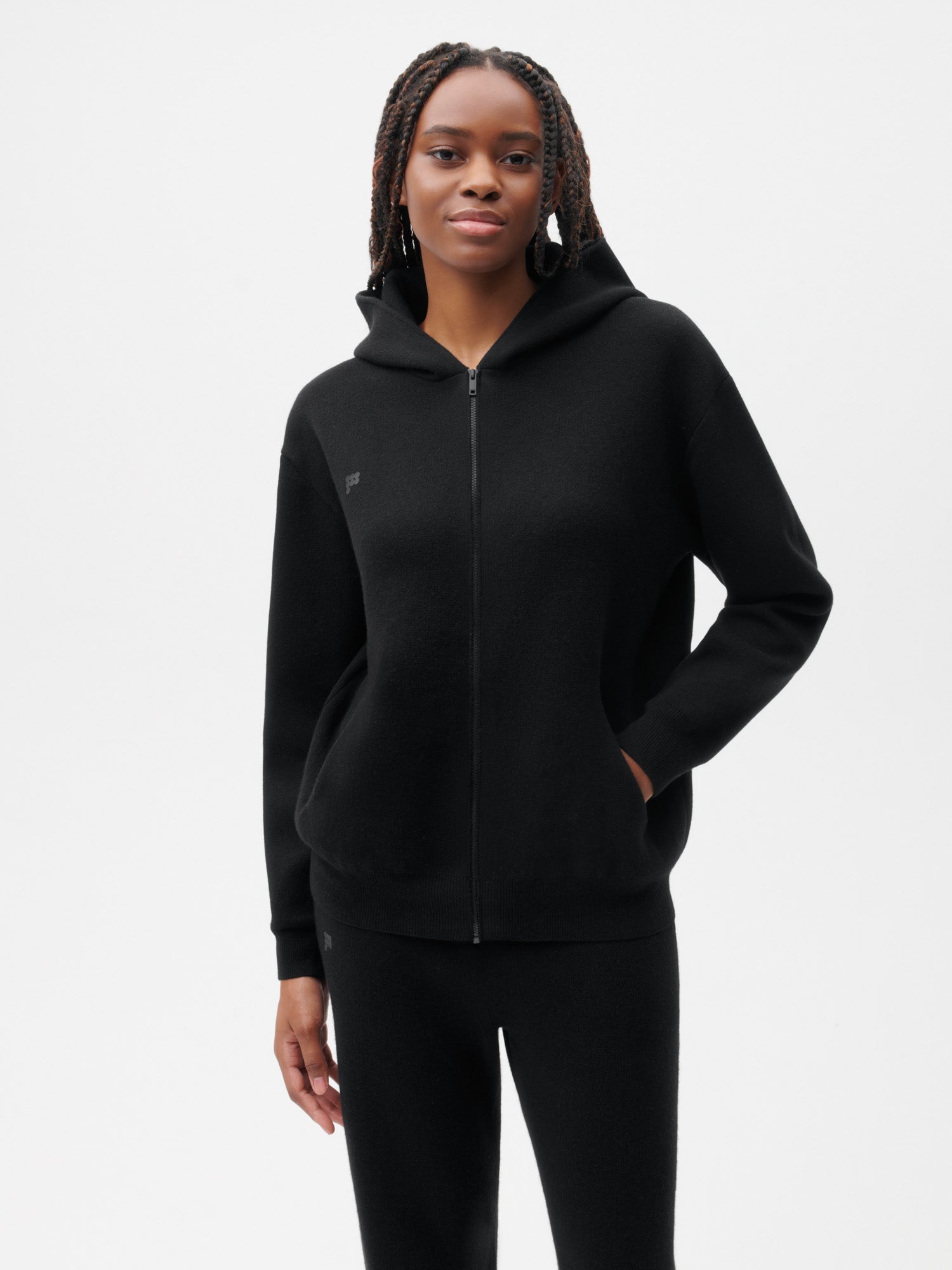 Recycled Cashmere Zipped Hoodie—black female