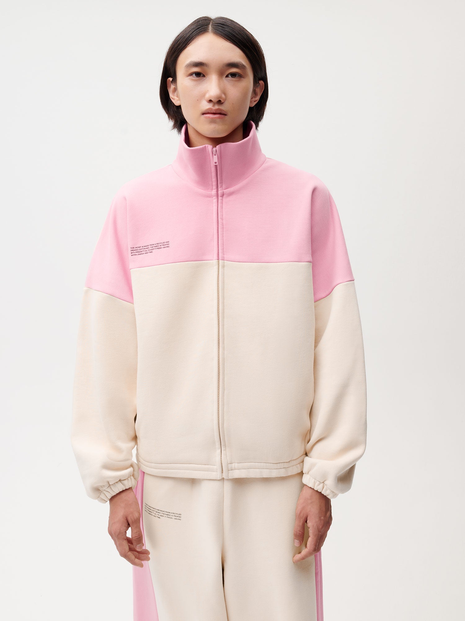 Recycled Cotton Color Block Jacket—sakura pink male