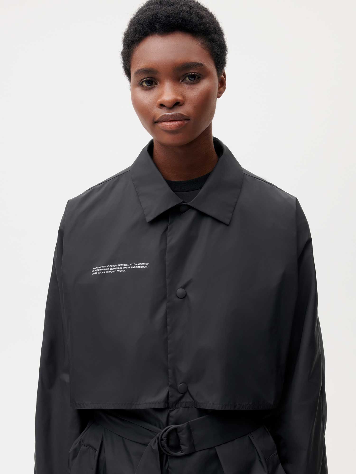 Recycled Nylon Trench Coat—black female