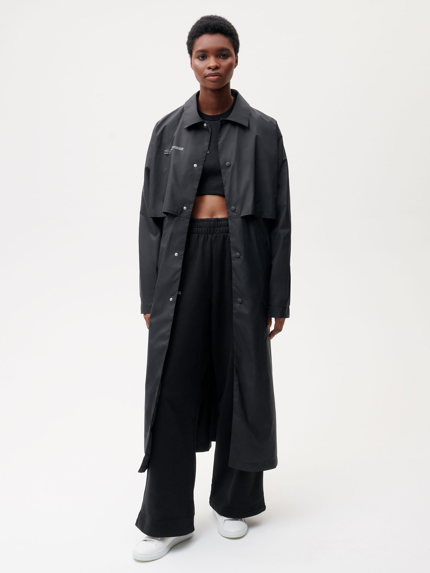 Recycled Nylon Trench Coat—black female