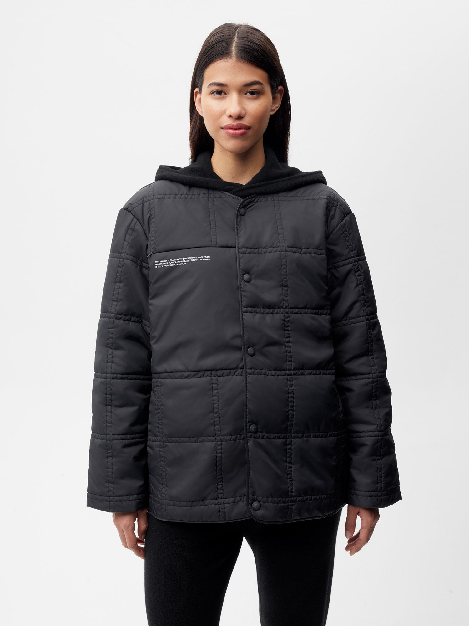 Recycled-Nylon-NW-Flwrdwn-Quilted-Collarless-Jacket-Black-Female-1