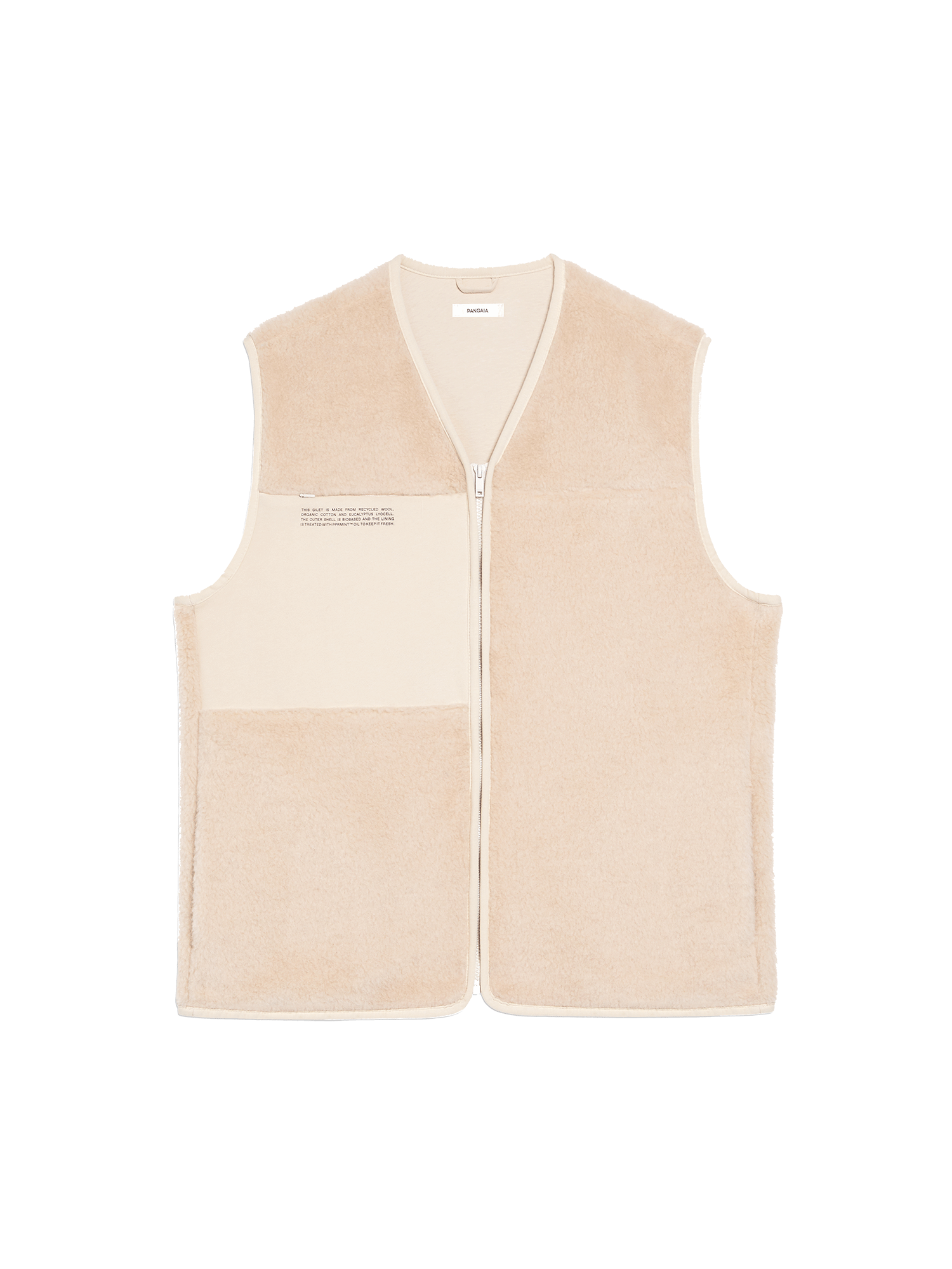 Recycled Wool Fleece Gilet—sand-packshot-3