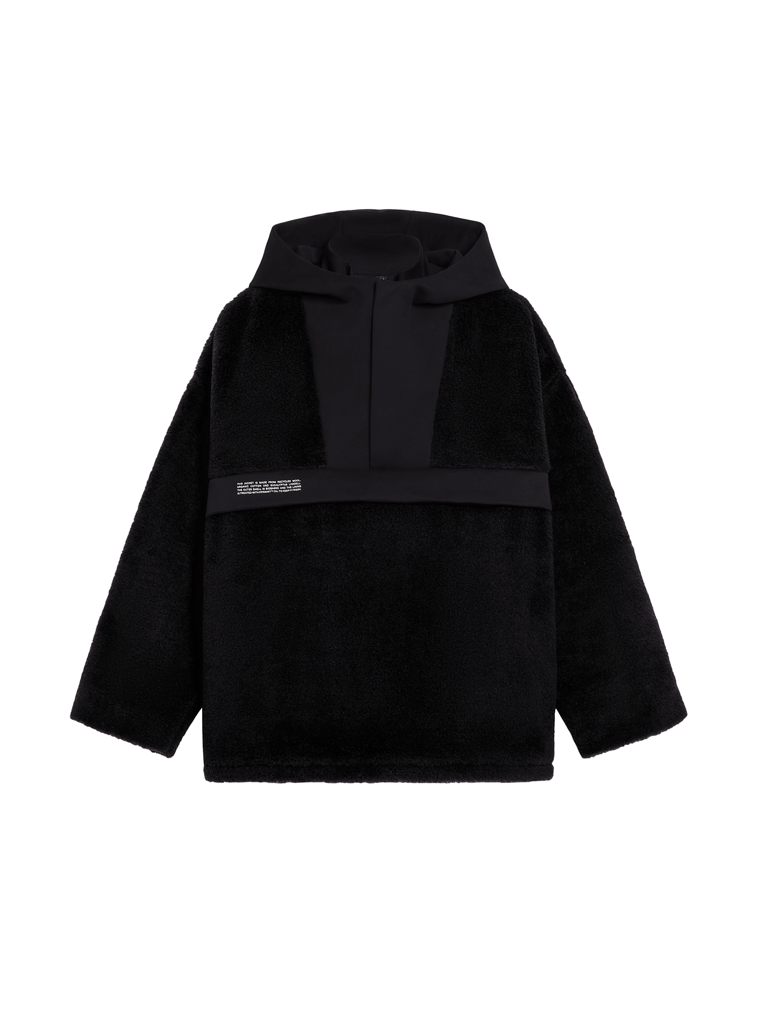 Recycled Wool Fleece Half Zip Jacket—black-packshot-3