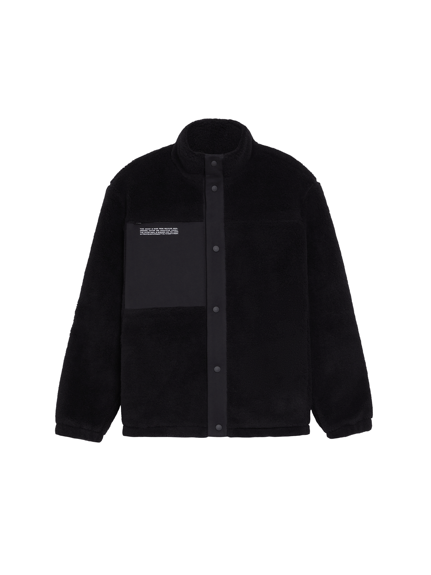 Recycled Wool Fleece Jacket—black-packshot-3