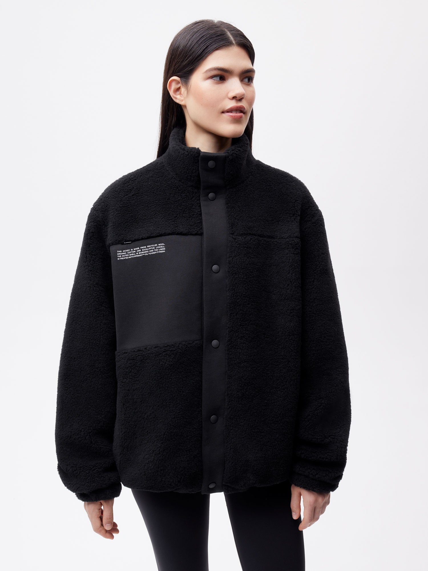 Recycled Wool Fleece Jacket—black female