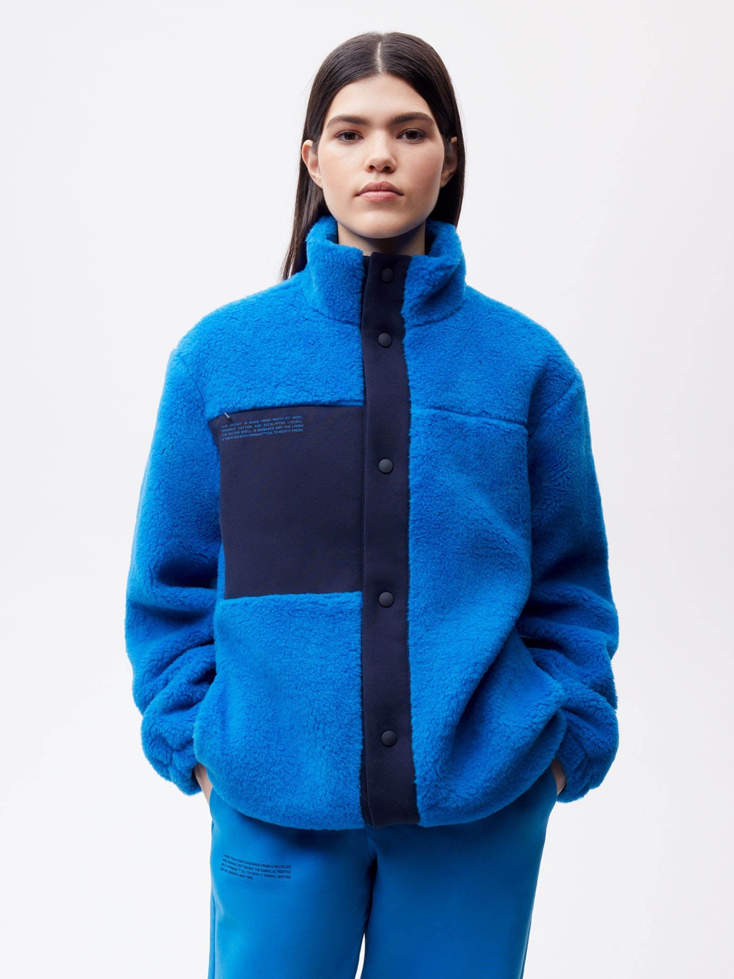 Recycled Wool Fleece Jacket—cerulean blue female