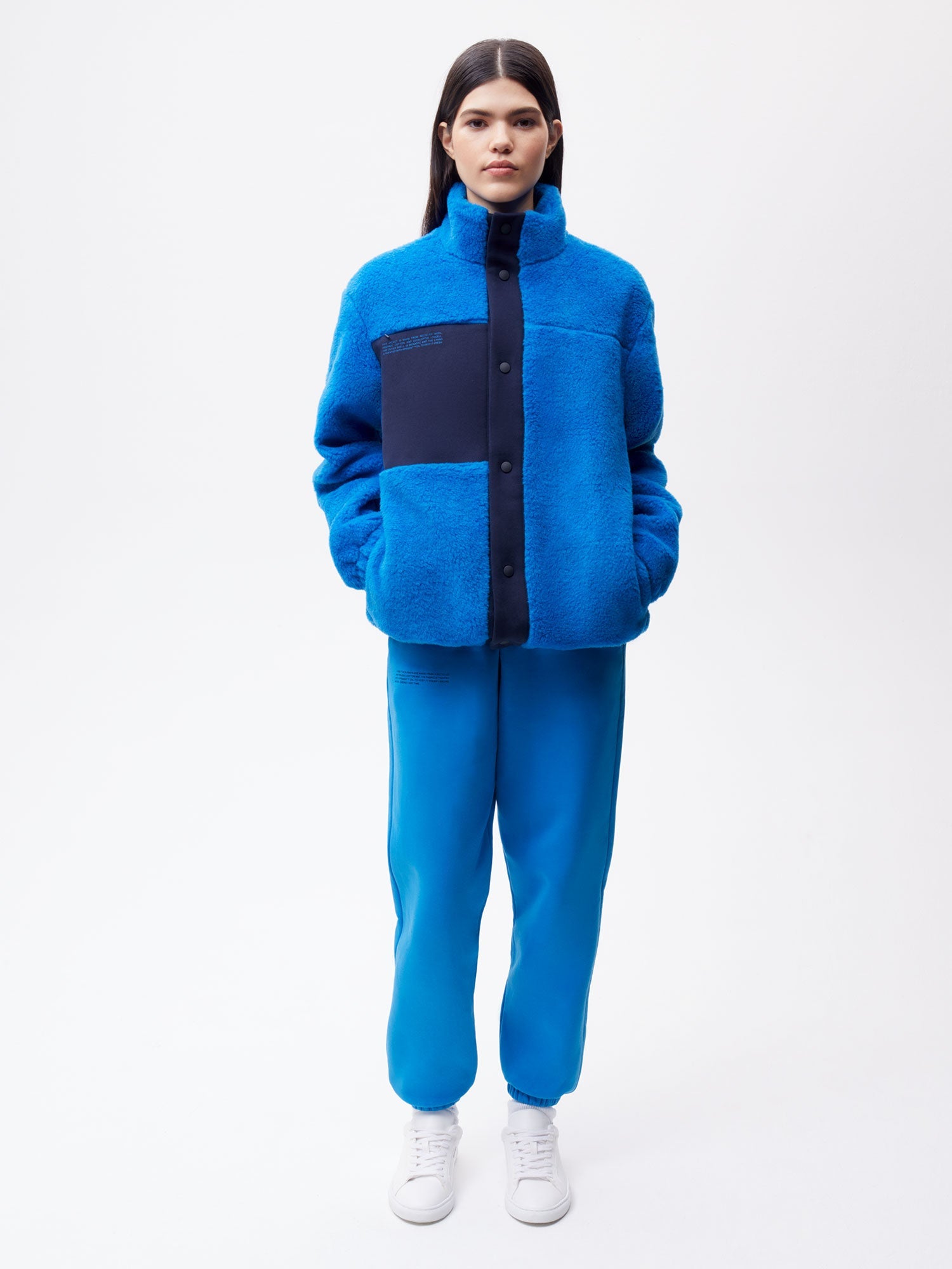 Recycled Wool Fleece Jacket—cerulean blue female