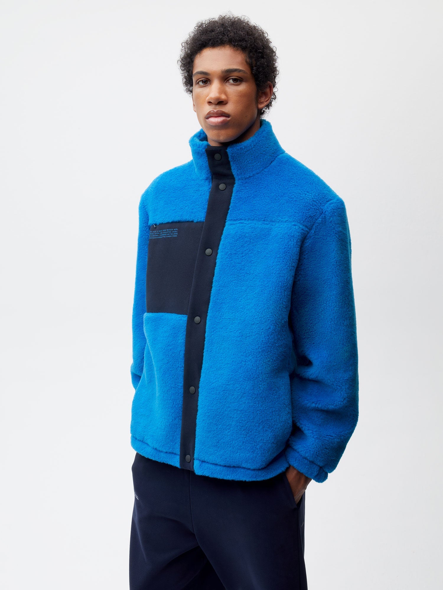 Recycled Wool Fleece Jacket—cerulean blue male