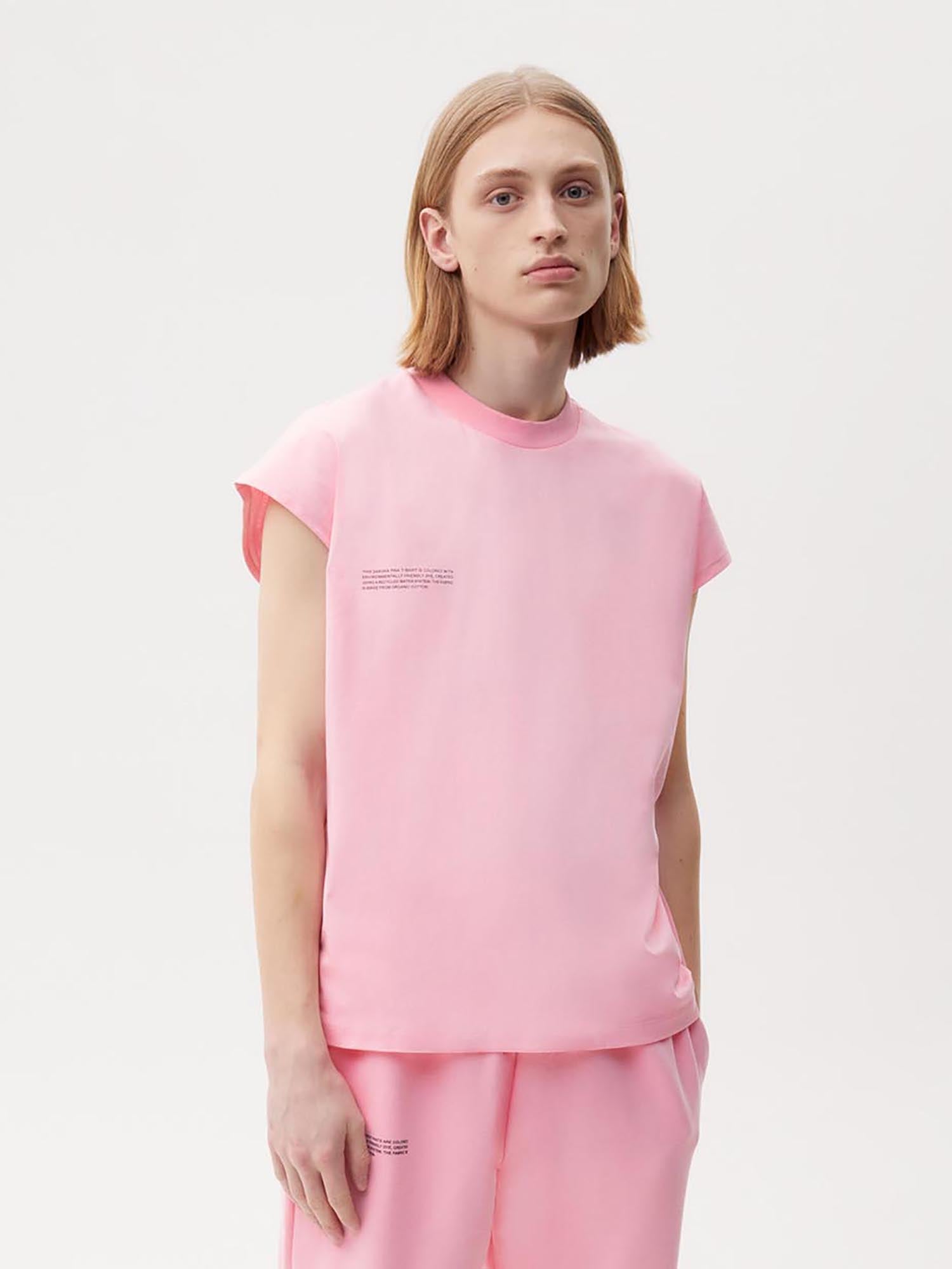 Sakura Organic Cotton Cropped Shoulder T Shirt Pink Male