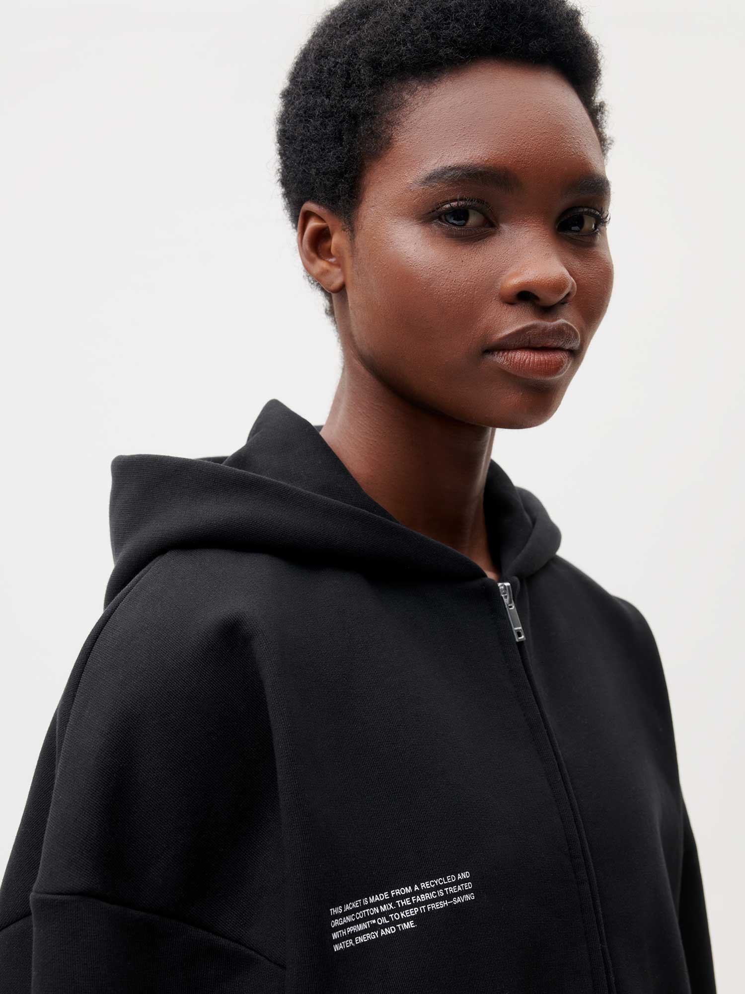 Wide Fit Zipped Hoodie—black female