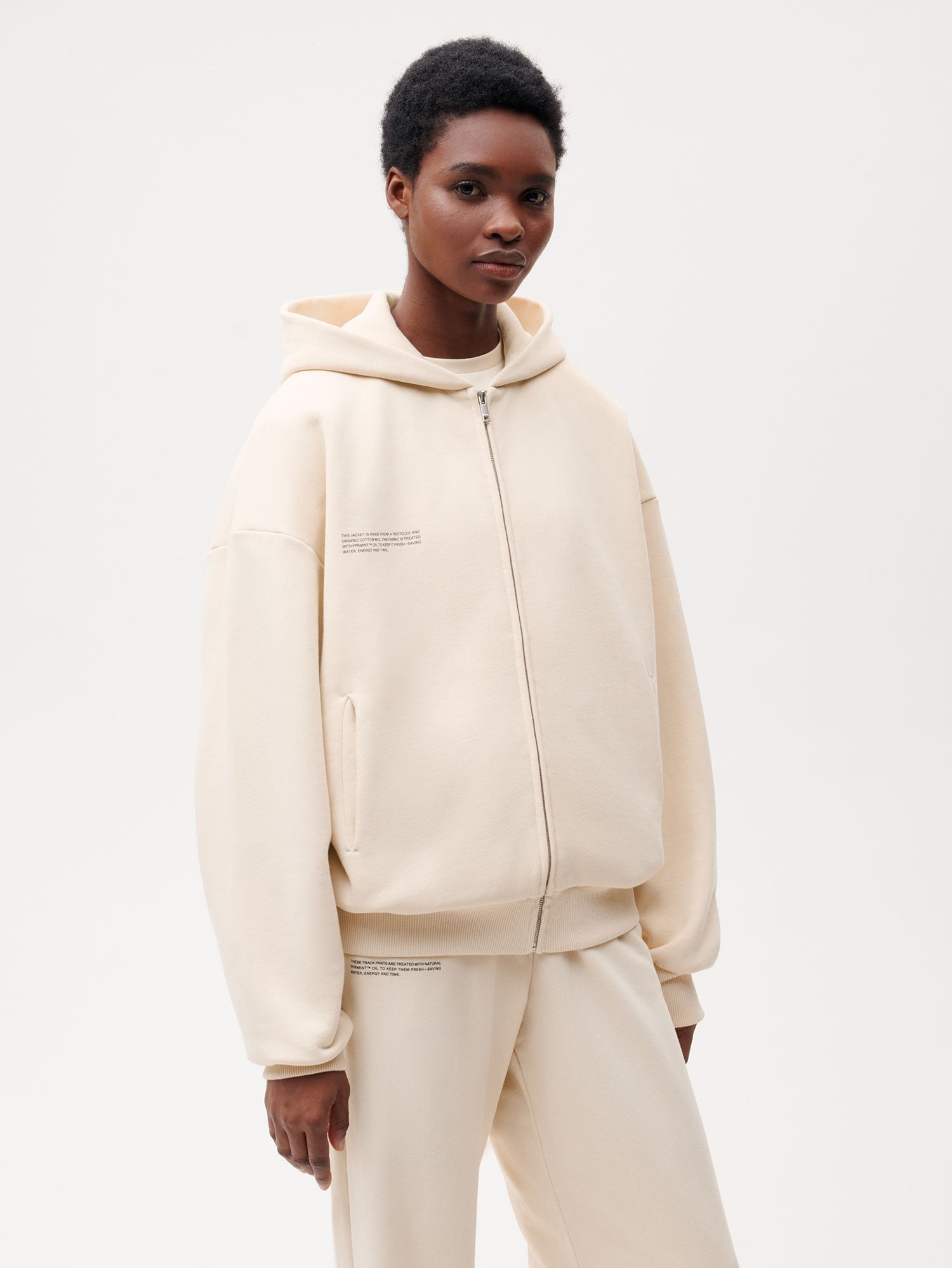 Wide Fit Zipped Hoodie—sand female