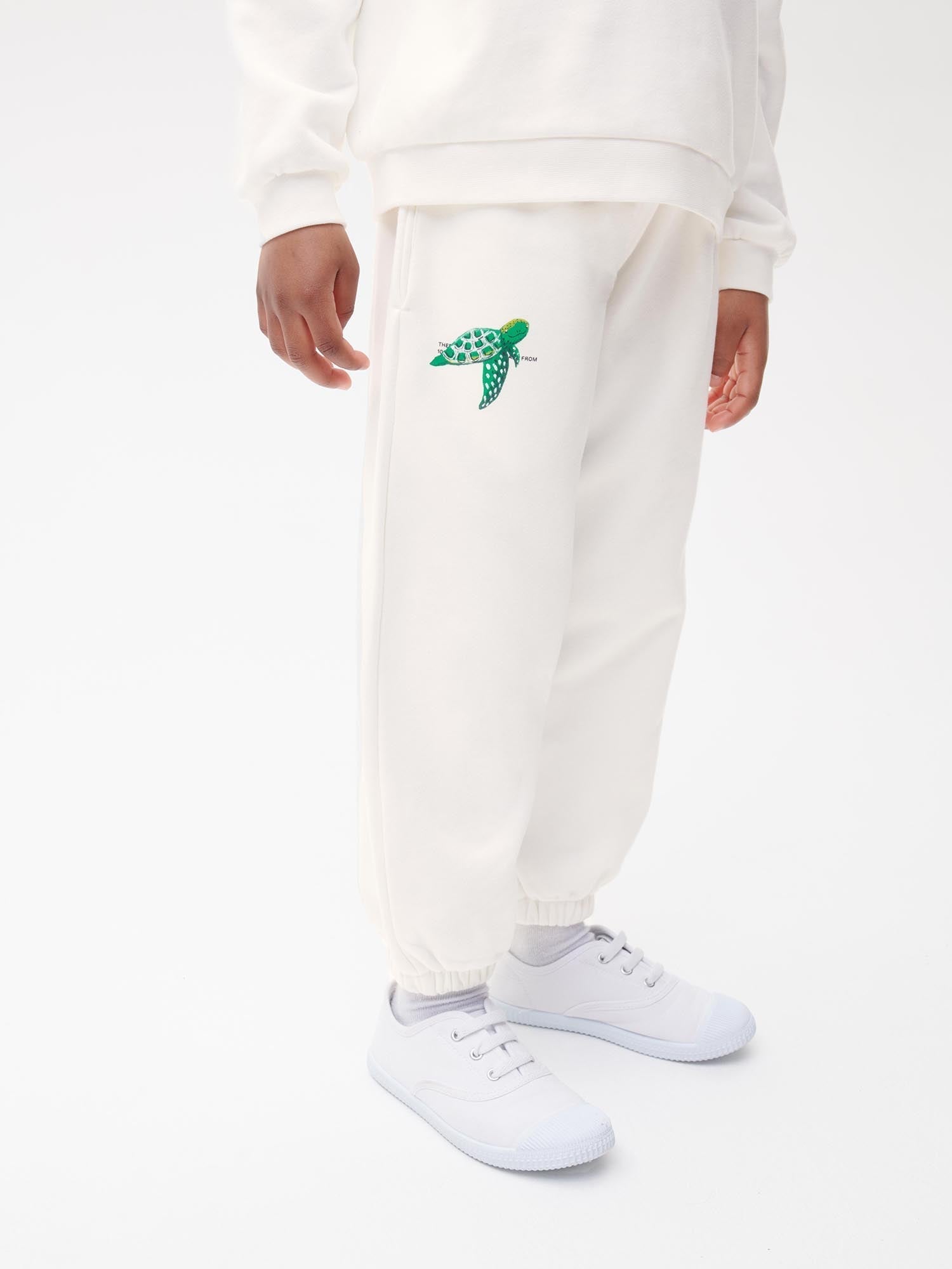 WAHP Green Sea Turtle Organic Cotton Track Pants Off White